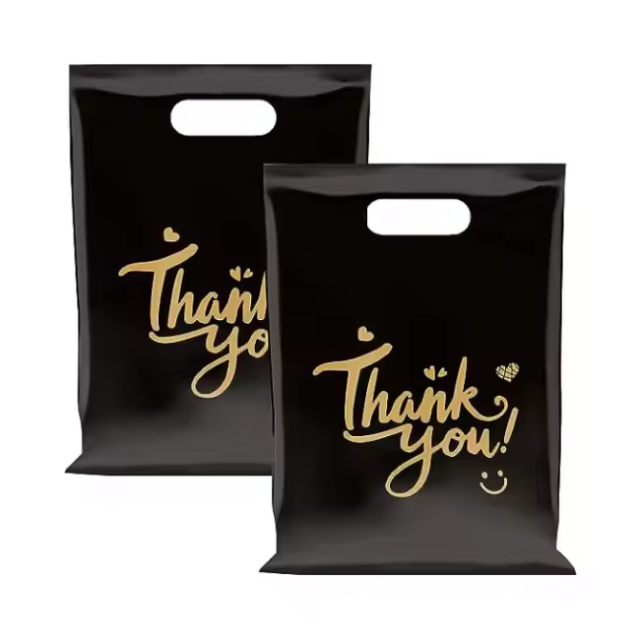 Custom Die Cut Plastic Bags Biodegradable Plastic Shopping Bags with Handle Die Cut Handle Bags Wholesale for Shopping Grocery