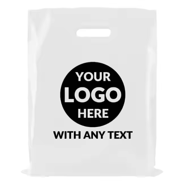 Custom Die Cut Plastic Bags Biodegradable Plastic Shopping Bags with Handles Die Cut Handle Bags Bulk for Grocery Business