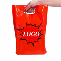 Custom Die Cut Plastic Bags Biodegradable Plastic Shopping Bags with Handles Die Cut Handle Bags Bulk for Grocery Business
