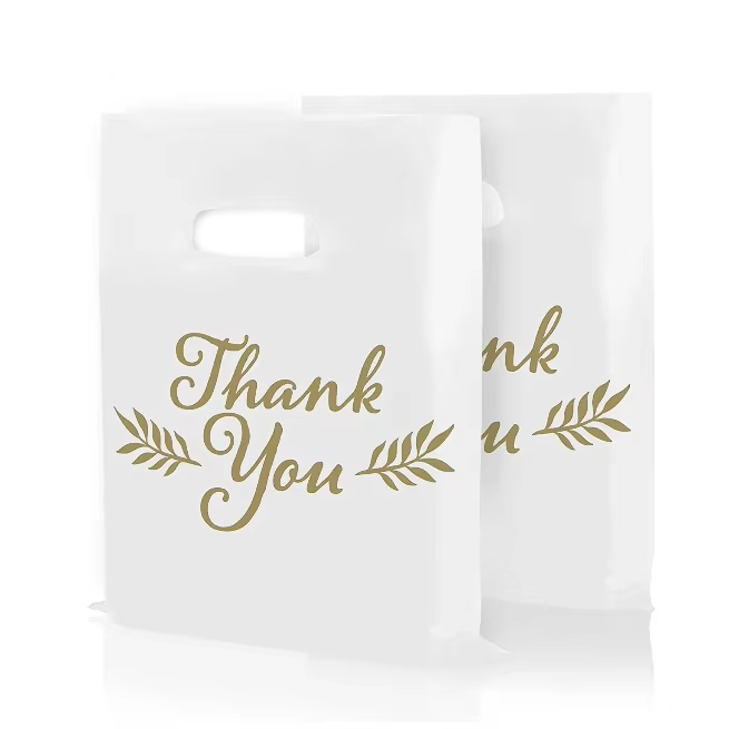 Custom Die Cut Plastic Bags Biodegradable Plastic Shopping Bags with Handle Die Cut Handle Bags Wholesale for Shopping Grocery