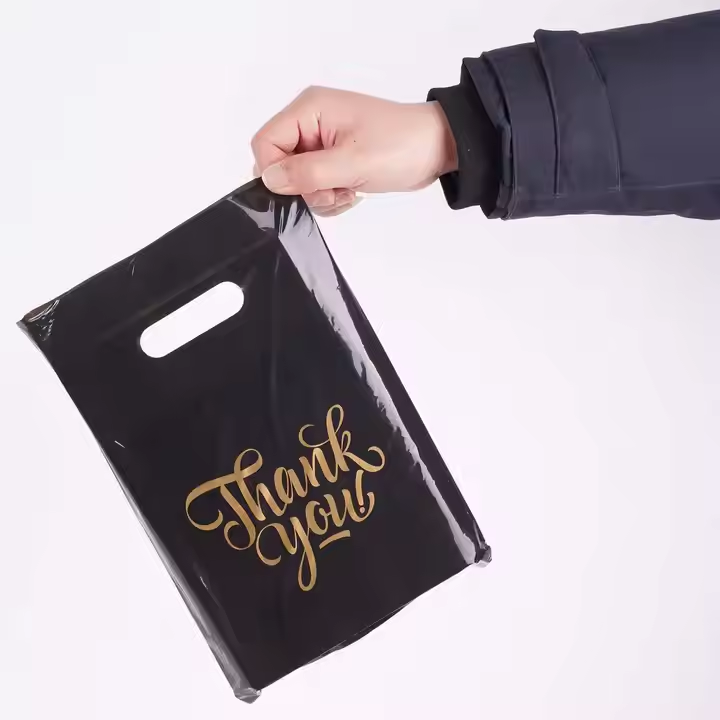 Factory Price Wholesale Die Cut Handle Bag LDPE Reusable Custom Thank You Plastic Shopping Bag for Small Business
