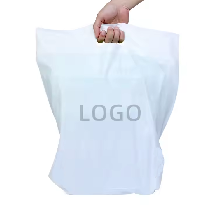 Custom Die Cut Plastic Bags Biodegradable Plastic Shopping Bags with Handles Die Cut Handle Bags Bulk for Grocery Business