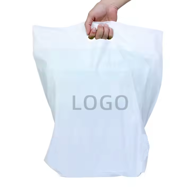 Custom Die Cut Plastic Bags Biodegradable Plastic Shopping Bags with Handles Die Cut Handle Bags Bulk for Grocery Business