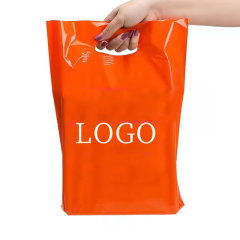 Custom Die Cut Plastic Bags Biodegradable Plastic Shopping Bags with Handles Die Cut Handle Bags Bulk for Grocery Business