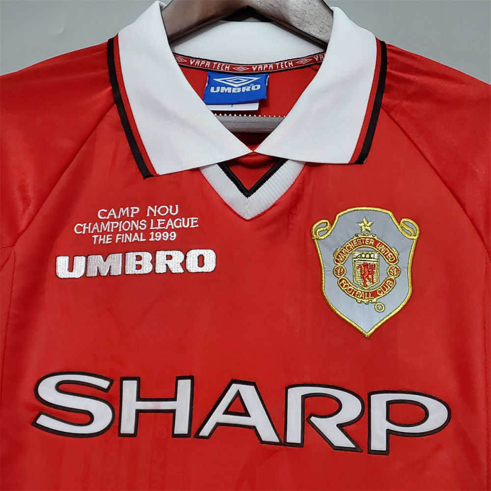 Retro Manchester United 99/00 long-sleeved Champions League version home jersey Fan Version