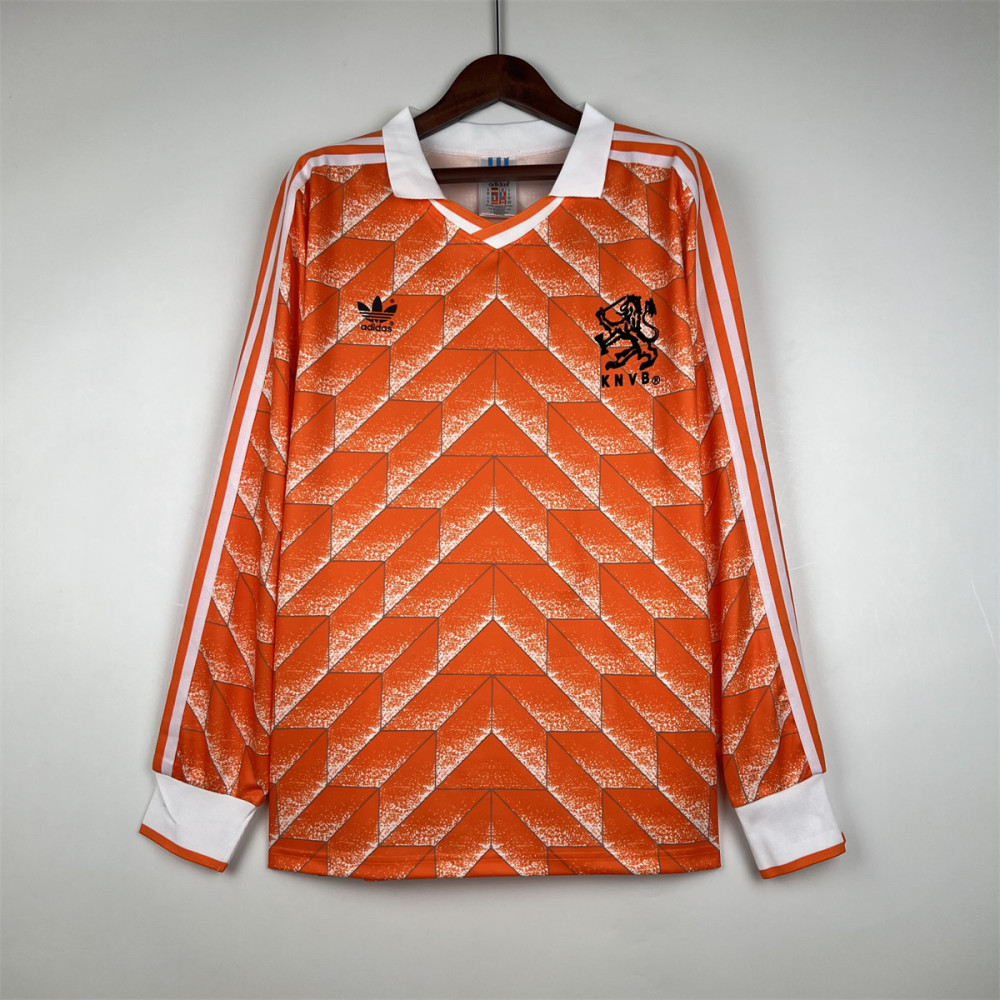 Retro Netherland 1988 Holland Home Long Sleeve jersey Fan Version