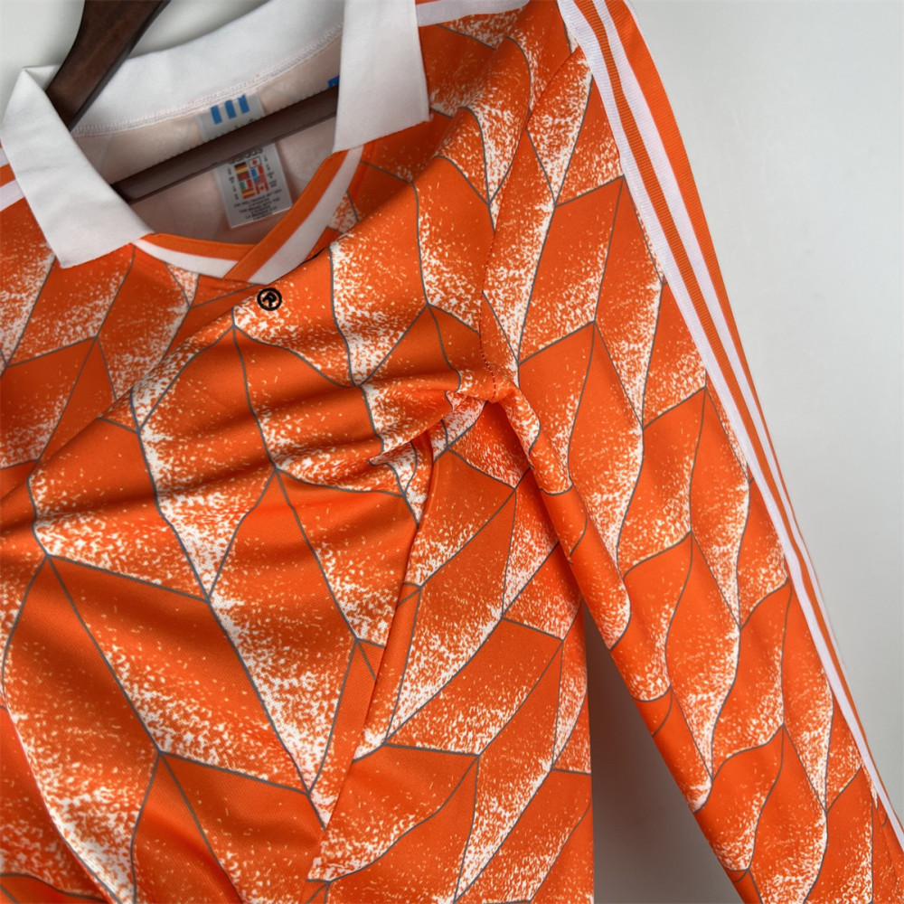 Retro Netherland 1988 Holland Home Long Sleeve jersey Fan Version