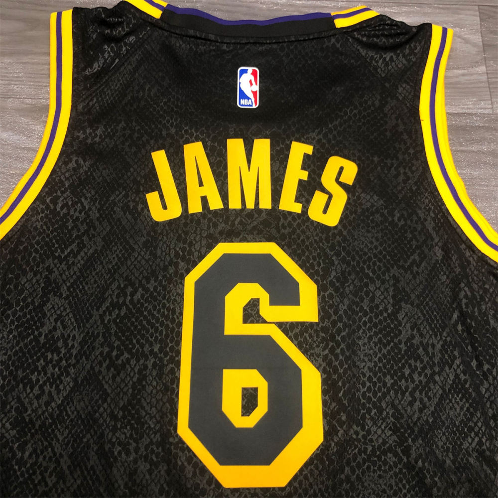 NBA Los Angeles Lakes round neck Black Jersey James#6 S-XXL