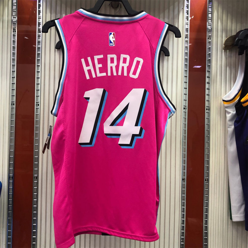 NBA Miami Hearts round neck Pink Jersey HERRO#14S-XXL