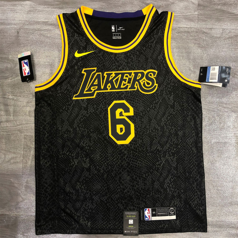 NBA Los Angeles Lakes round neck Black Jersey James#6 S-XXL