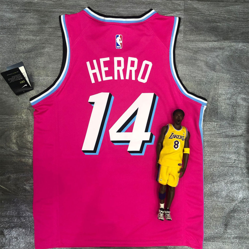 NBA Miami Hearts round neck Pink Jersey HERRO#14S-XXL