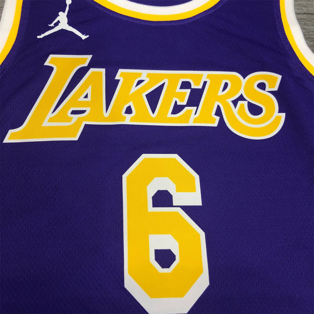 NBA Los Angeles Lakes Round neck Purple Jersey JAMES#6 S-XXL