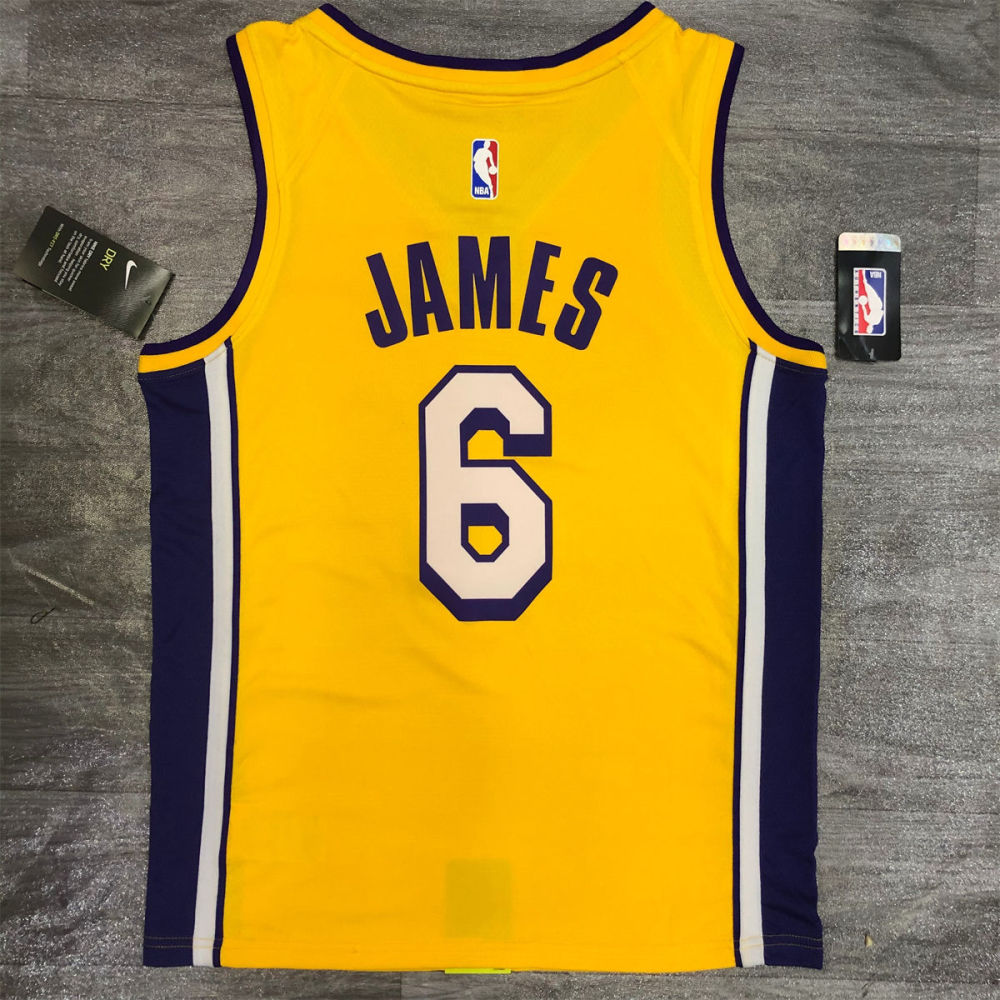 NBA Los Angeles Lakes V neck Golden Jersey JAMES#6 S-XXL