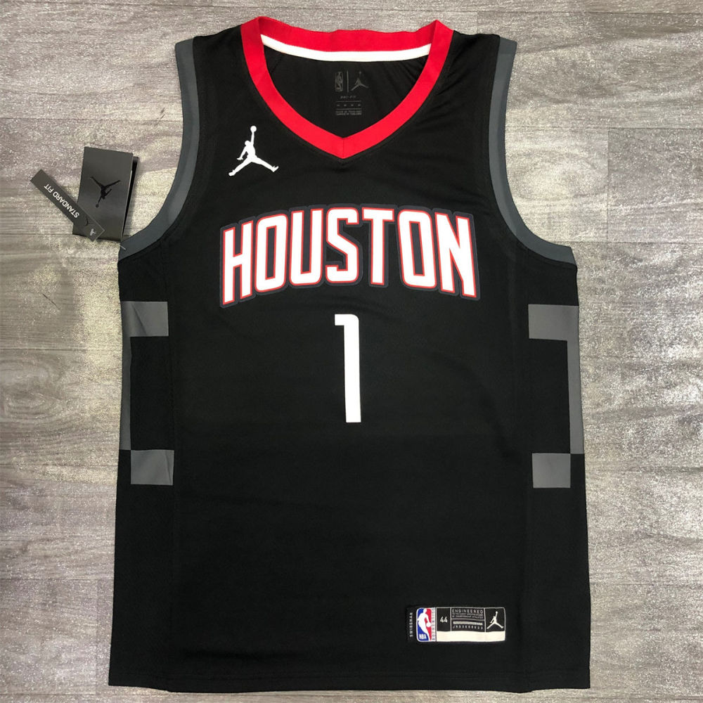 NBA Houston Rockets V neck Balck Jersey McGRADY#1 S-XXL