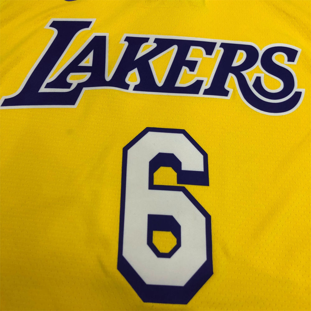 NBA Los Angeles Lakes V neck Golden Jersey JAMES#6 S-XXL