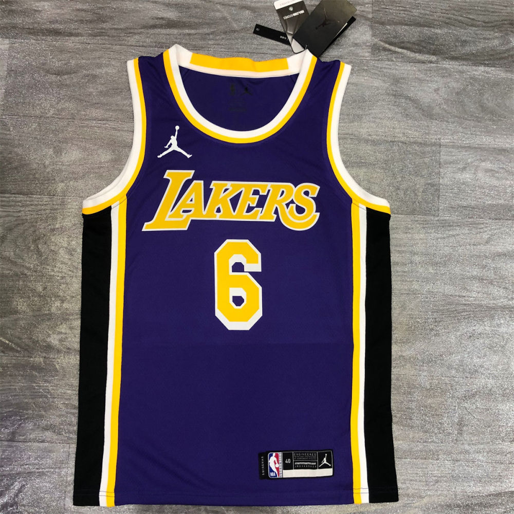 NBA Los Angeles Lakes Round neck Purple Jersey JAMES#6 S-XXL
