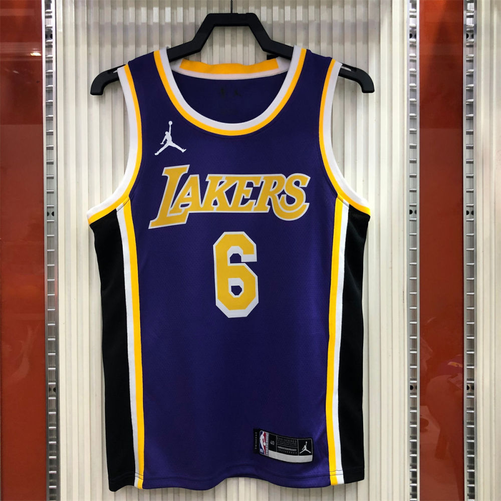 NBA Los Angeles Lakes Round neck Purple Jersey JAMES#6 S-XXL