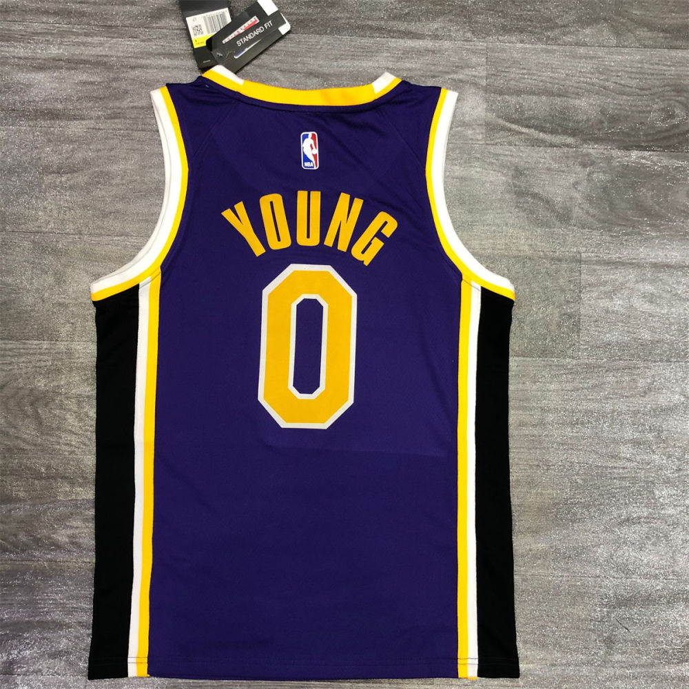 NBA Los Angeles Lakes Round neck Purple Jersey YOUNG#0 S-XXL