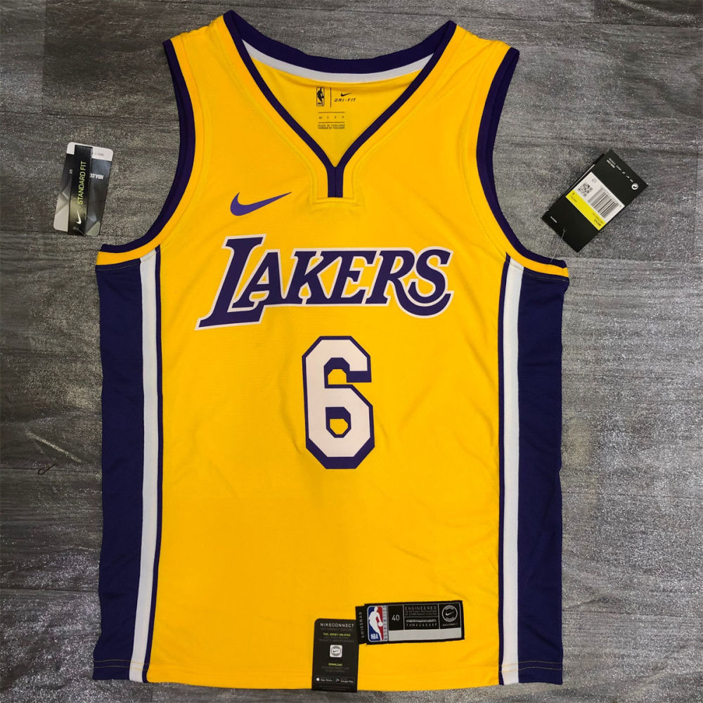 NBA Los Angeles Lakes V neck Golden Jersey JAMES#6 S-XXL