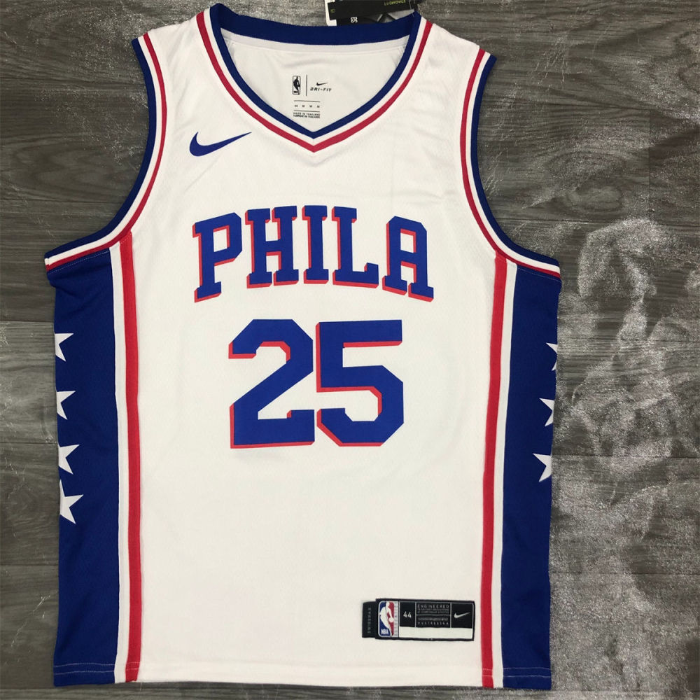 NBA Philadelphia 76ers V-Neck White Jersey SIMMONS#25 S-XXL