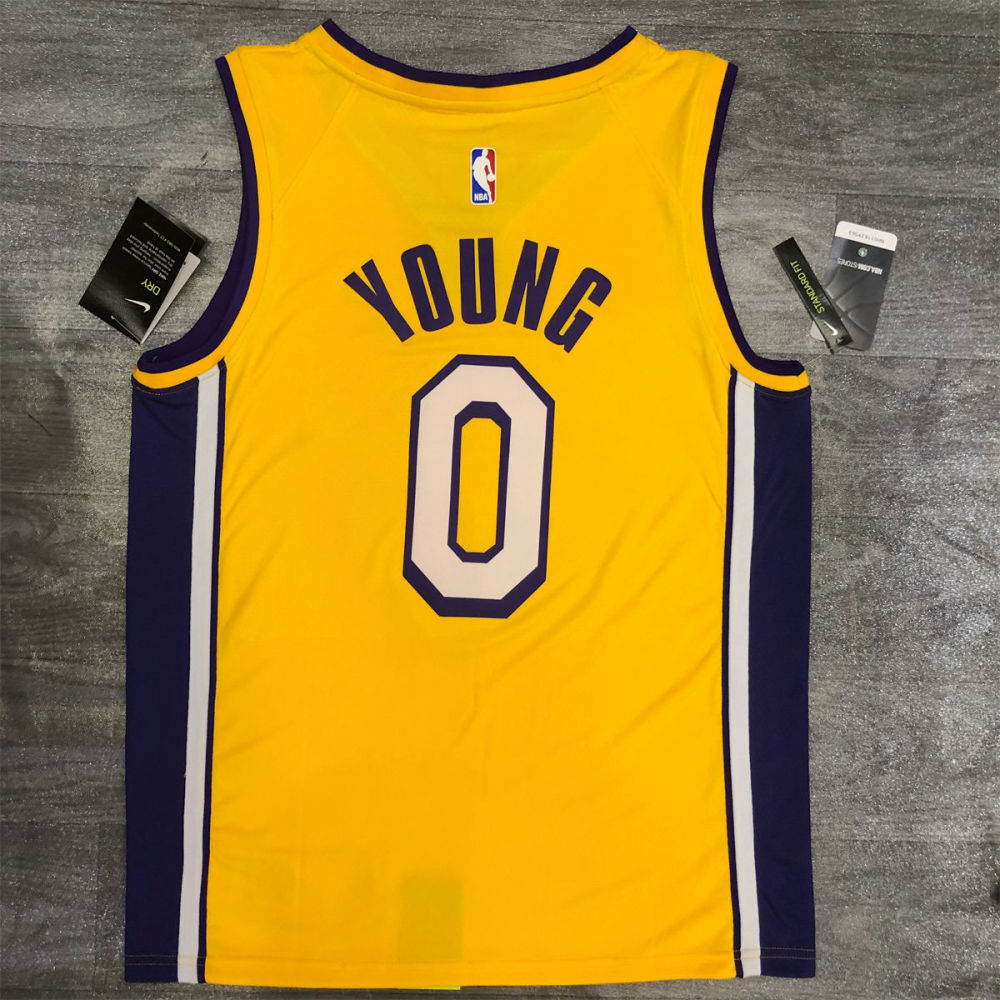 NBA Los Angeles Lakes V neck Golden Jersey YOUNG#0 S-XXL