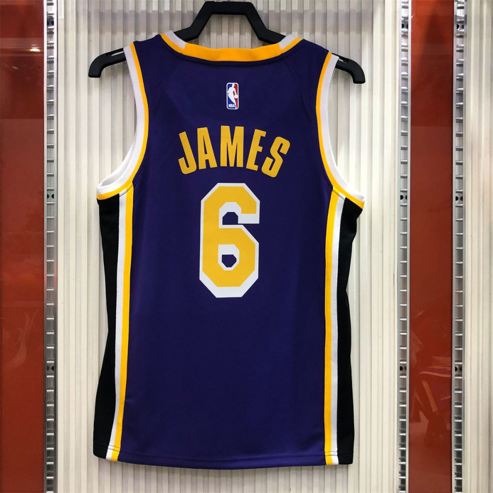 NBA Los Angeles Lakes Round neck Purple Jersey JAMES#6 S-XXL