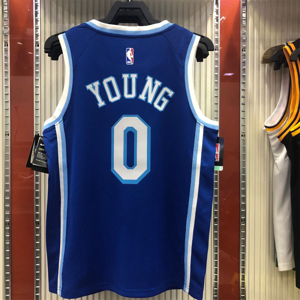 NBA Los Angeles Lakes Round neck Blue Jersey YOUNG#0 S-XXL
