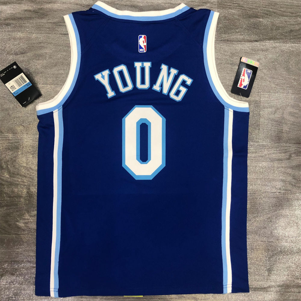 NBA Los Angeles Lakes Round neck Blue Jersey YOUNG#0 S-XXL