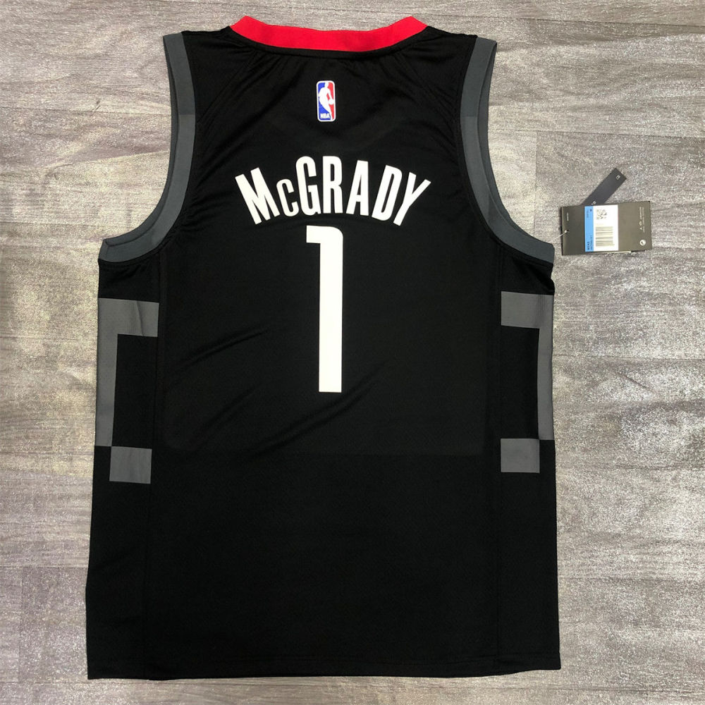 NBA Houston Rockets V neck Balck Jersey McGRADY#1 S-XXL