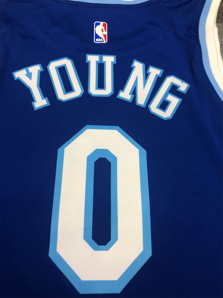 NBA Los Angeles Lakes Round neck Blue Jersey YOUNG#0 S-XXL