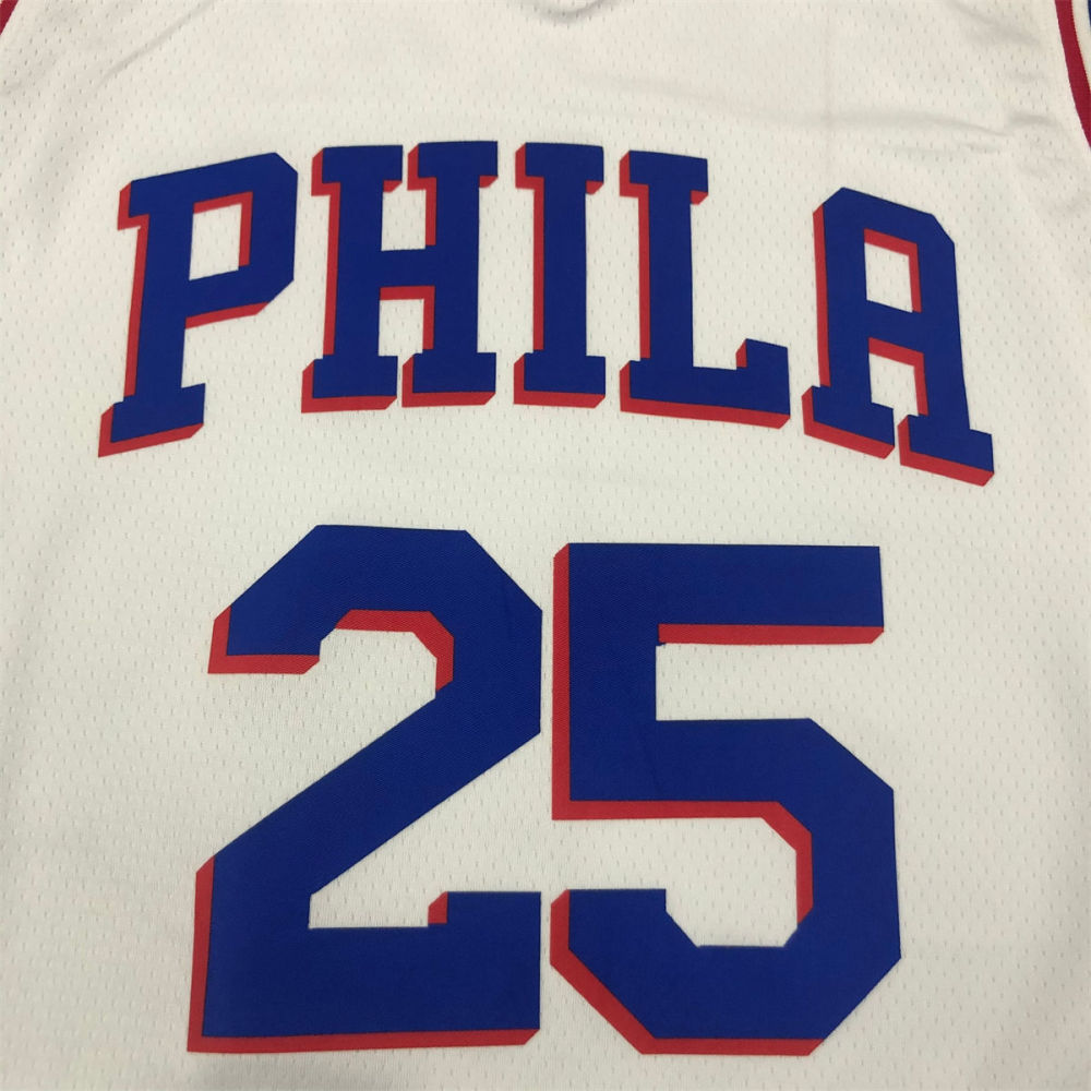 NBA Philadelphia 76ers V-Neck White Jersey SIMMONS#25 S-XXL