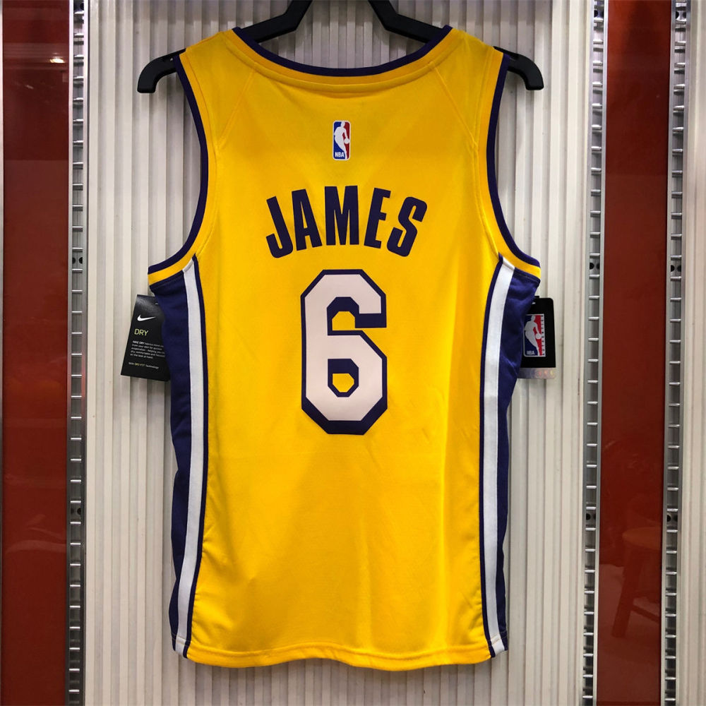 NBA Los Angeles Lakes V neck Golden Jersey JAMES#6 S-XXL