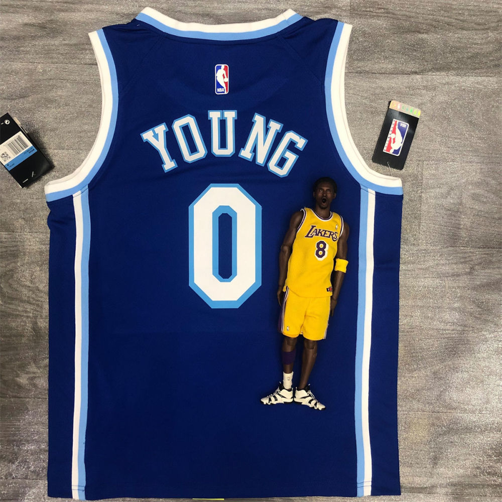 NBA Los Angeles Lakes Round neck Blue Jersey YOUNG#0 S-XXL