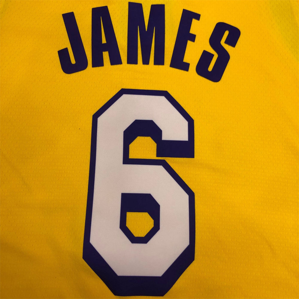NBA Los Angeles Lakes V neck Golden Jersey JAMES#6 S-XXL