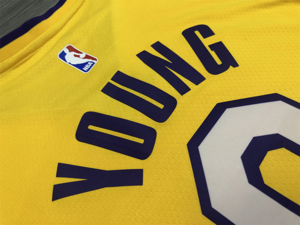 NBA Los Angeles Lakes V neck Golden Jersey YOUNG#0 S-XXL