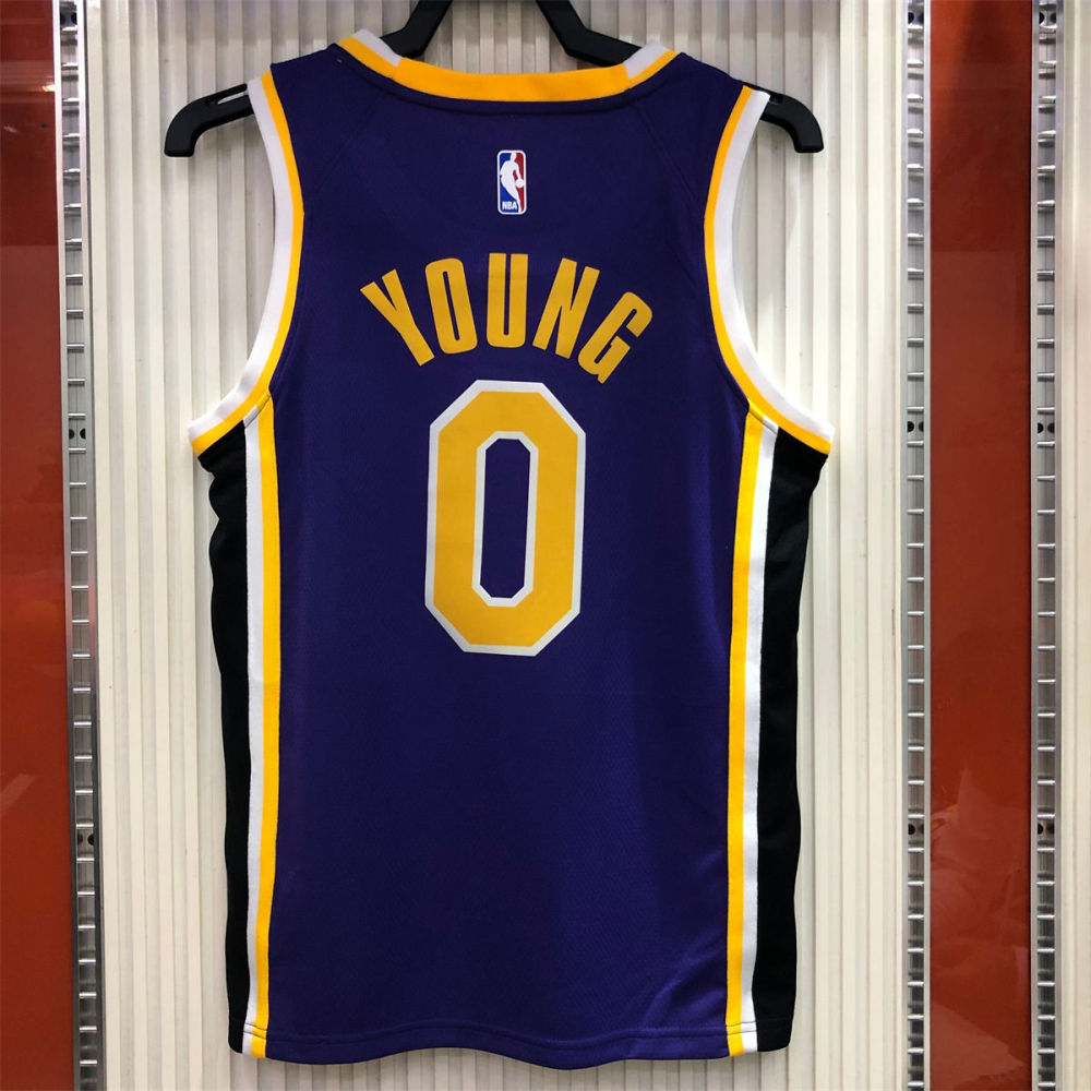 NBA Los Angeles Lakes Round neck Purple Jersey YOUNG#0 S-XXL