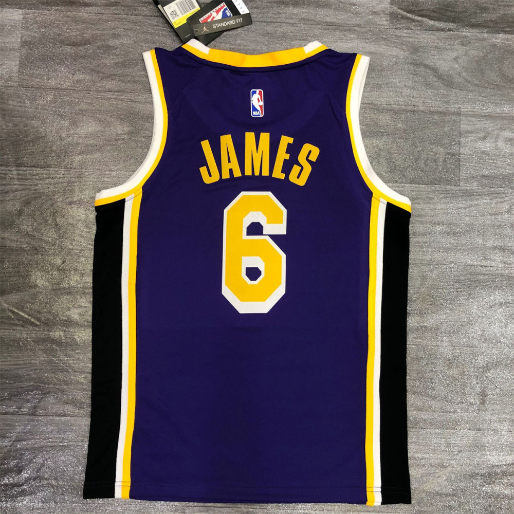 NBA Los Angeles Lakes Round neck Purple Jersey JAMES#6 S-XXL