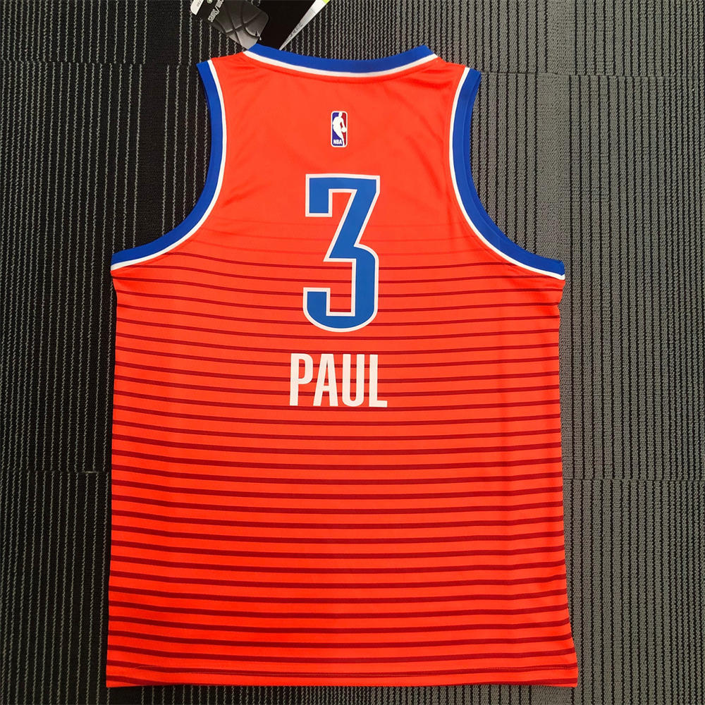 NBA Oklahoma City Thunder V-Neck Orange Jersey PAUL#3 S-XXL