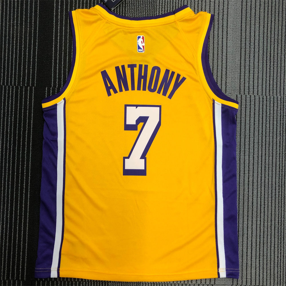 NBA Los Angeles Lakes V-Neck Golden Jersey ANTHONY#7 S-XXL