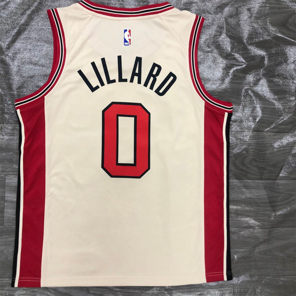 NBA Portland Trail Blazers V-Neck White Jersey LILLARD#0 S-XXL