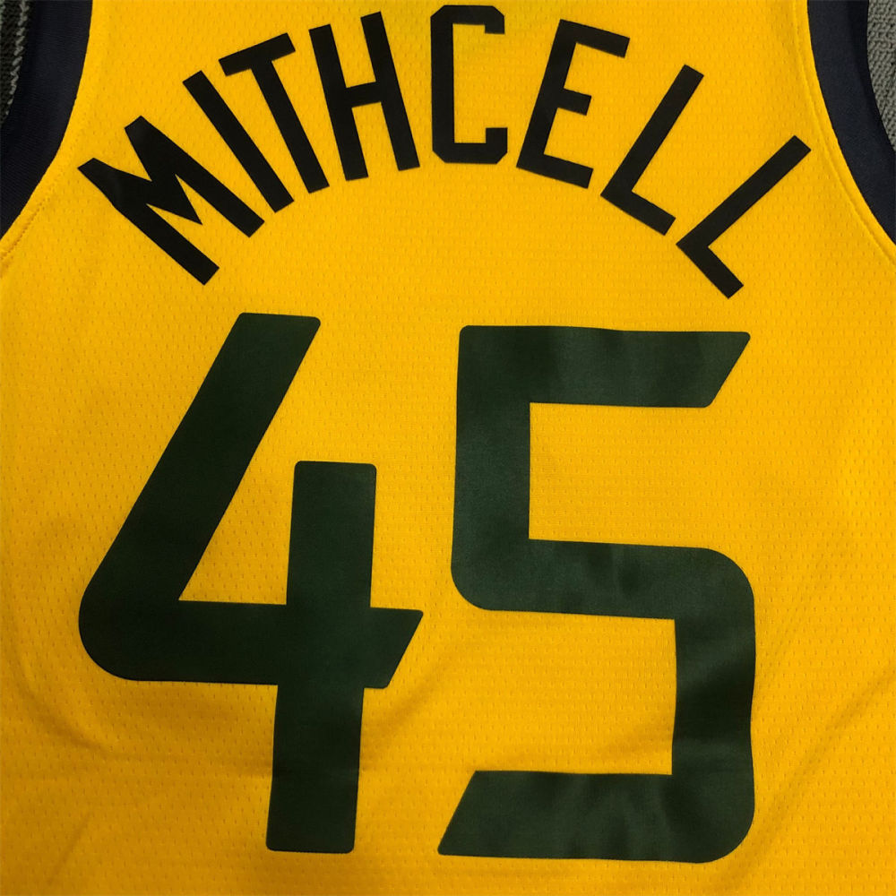 NBA Utah Jazz V-Neck Yellow Jersey MITCHELL#45 S-XXL
