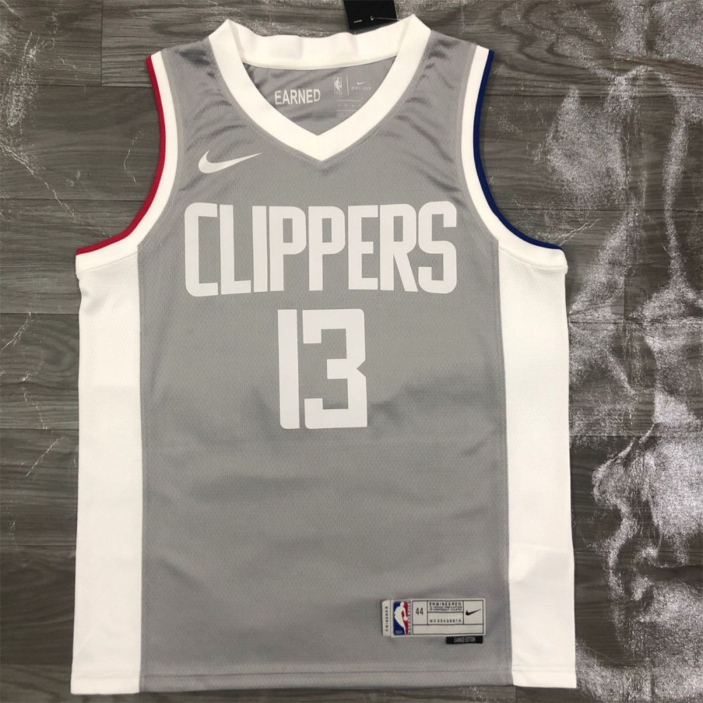 NBA Los Angeles Clippers V-Neck Grey Jersey GEORGE#13 S-XXL
