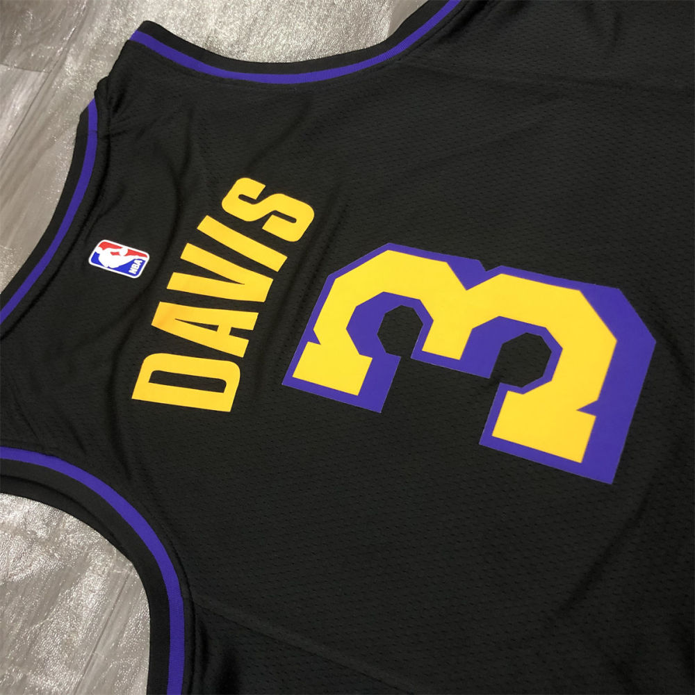 NBA Los Angeles Lakes round neck Black Jersey DAVIS#3 S-XXL