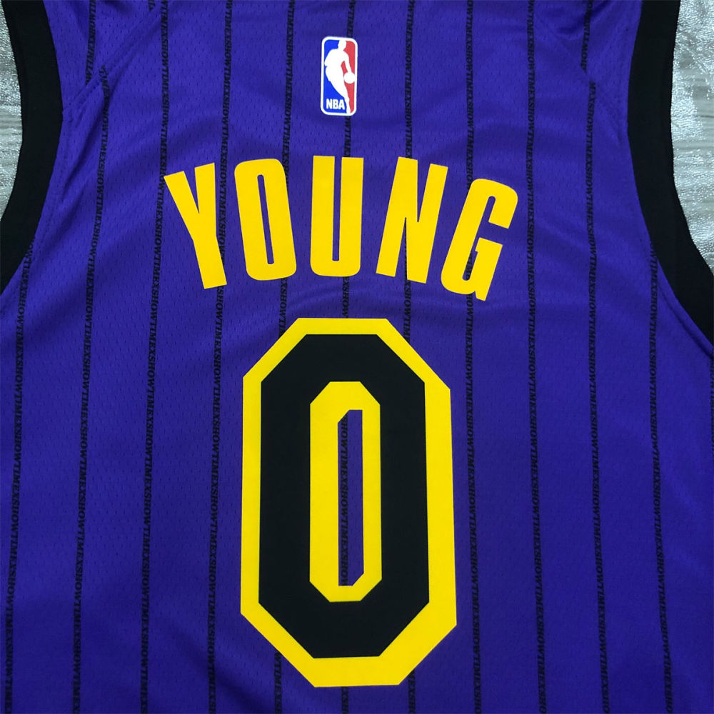 NBA Los Angeles Lakes Round neck Purple Jersey YOUNG#0 S-XXL