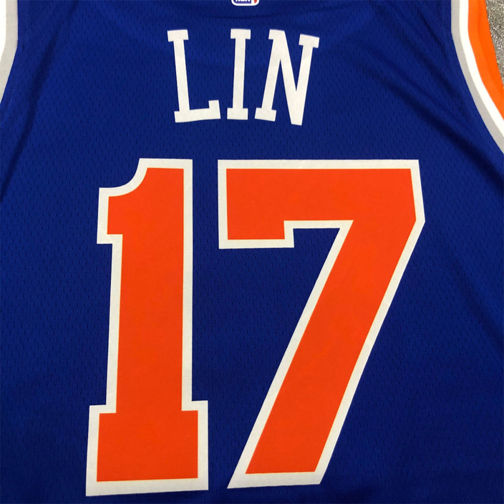 NBA New York Knicks Round Neck Blue jersey LIN#17 S-XXL
