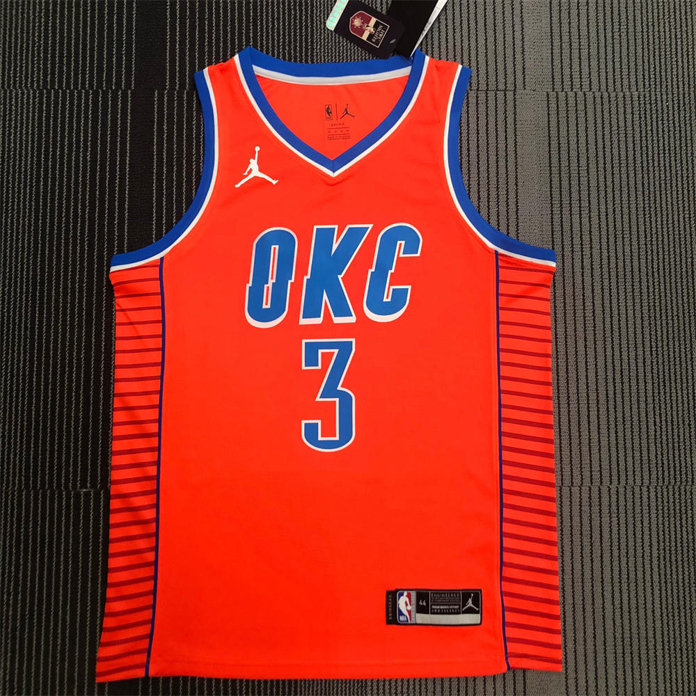 NBA Oklahoma City Thunder V-Neck Orange Jersey PAUL#3 S-XXL