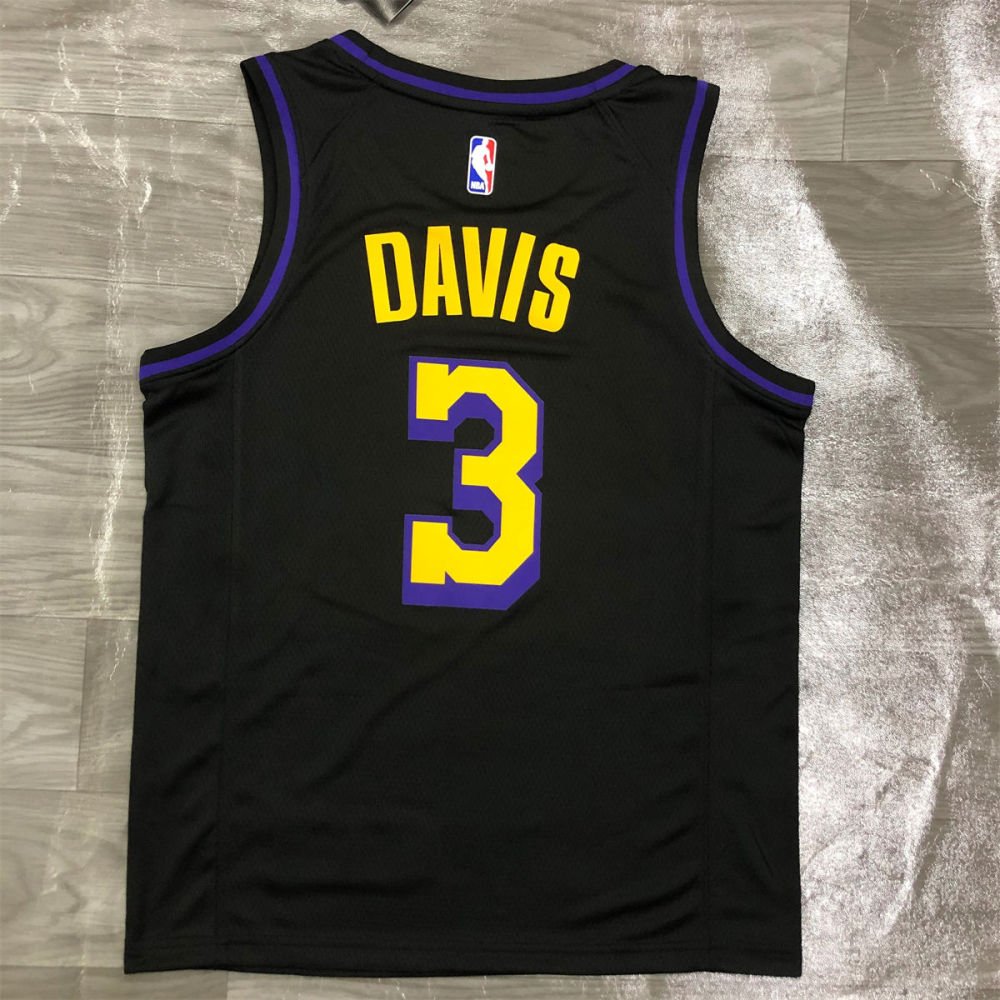 NBA Los Angeles Lakes round neck Black Jersey DAVIS#3 S-XXL
