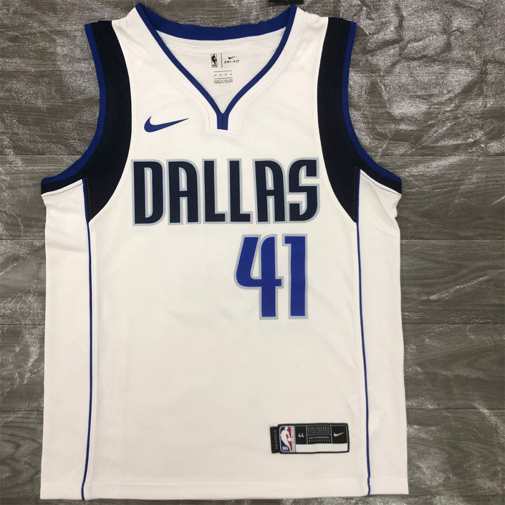 NBA Dallas Mavericks V Neck White Jersey NOWITZKI#41 S-XXL