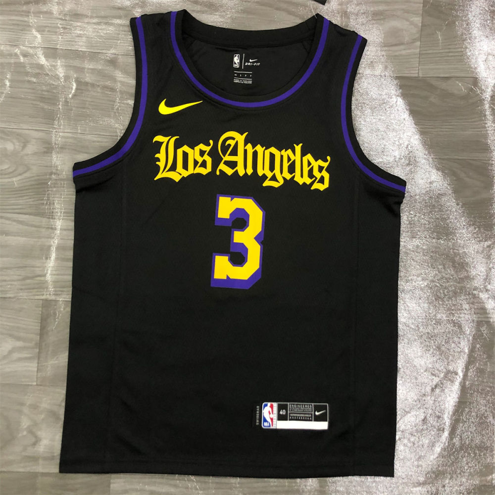 NBA Los Angeles Lakes round neck Black Jersey DAVIS#3 S-XXL
