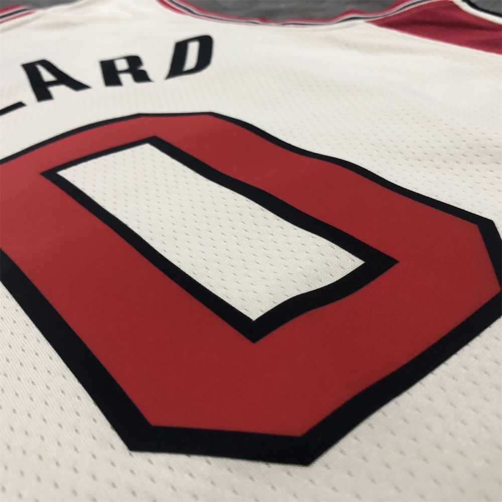 NBA Portland Trail Blazers V-Neck White Jersey LILLARD#0 S-XXL